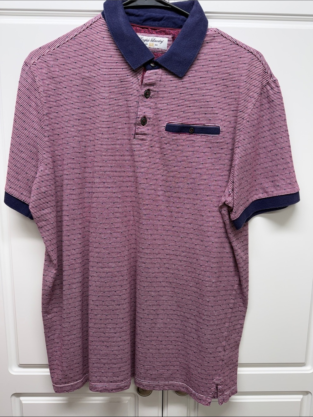 English Laundry Pink Heather Polo with Navy Trim